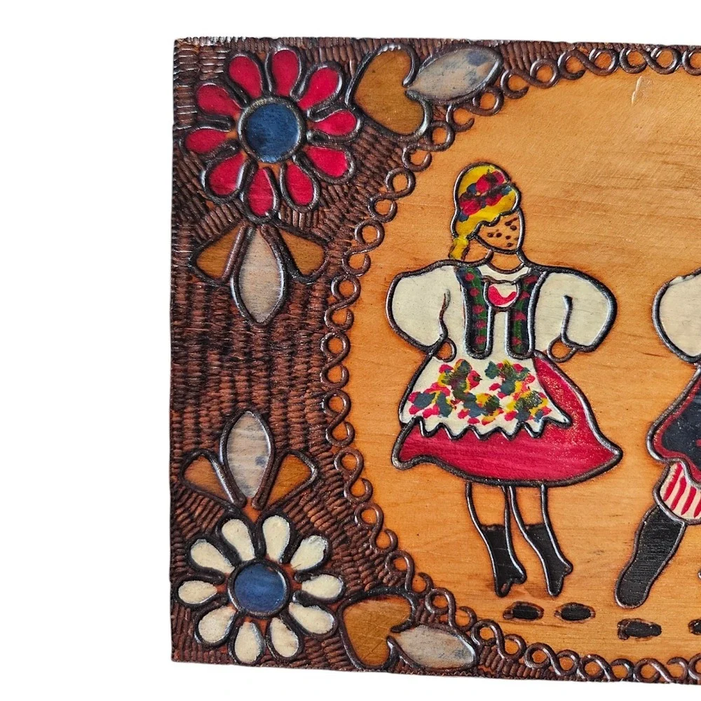 Vintage Floral Wooden Jewelry Trinket Cigar Box Soviet Russia Theme